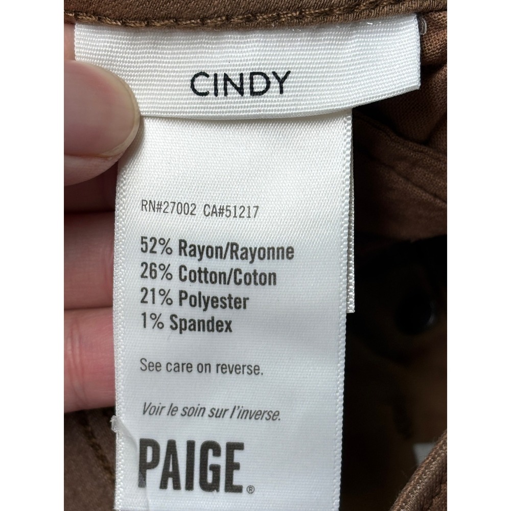 Paige Cindy Brown Coated High Rise Straight Leg‎ Jeans Womens 28X27 5547799-1917 - Picture 4 of 12